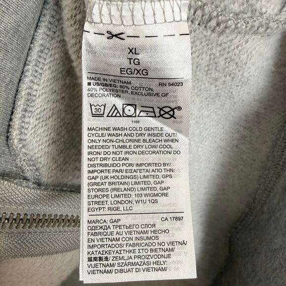 Gap Glitter Logo Full Zip Hoodie Grey Casual Size XL - Picture 5 of 5